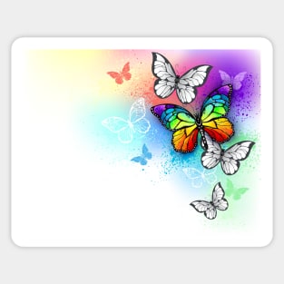 White Background with Rainbow Butterfly Sticker